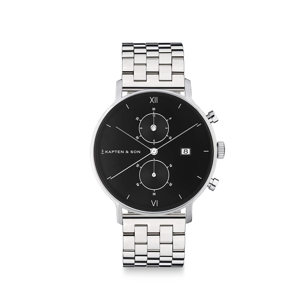 Kpten & Son Chrono Small Silver Black Steel